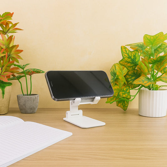 Stable desktop mobile stand with anti-slip pad for hands-free phone use