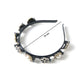 Close-up of elegant pearl & floral hairband showing detailed design