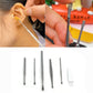 Detailed view of an individual stainless steel ear curette and a spiral ear cleaner.