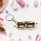 Close-up of nail clipper keychain demonstrating sharp stainless steel blade