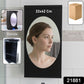 Close-up of mirror box on rotating wall mounted storage cabinet