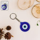 Blue evil eye silicone keychain with metal key ring by RaceVault
