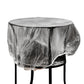 Thick transparent disposable plastic furniture cover protecting a sofa.