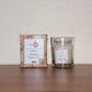 A close-up of the elegant glass jar, perfect for a reusable candle container.
