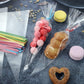 Person decorating a cake using a disposable piping bag effortlessly