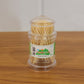 Natural wood toothpick case with secure transparent lid