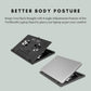 Adjustable height options demonstrated on the foldable laptop stand.