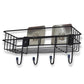 Full view of sturdy iron shower shelf rack with three levels