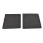 Four round felt pads applied under the legs of a wooden chair on a dark floor.