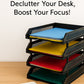 Top view of the office file rack demonstrating capacity for A4 folders.