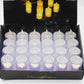 A glowing LED tea light candle showcasing its realistic flicker effect.