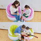 Foot air pump included for quick and easy inflation of the children's portable seat.
