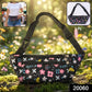 Compact floral print waist pouch with secure zipper