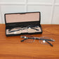 Rimless reading glasses highlighting clear anti-glare lenses and slim frame