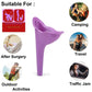 Female urinal funnel demonstrating its spill-proof design and flexibility