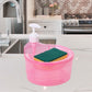 Top view of the dual compartments for soap and sponge in this organizer.