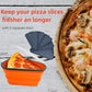 Reusable pizza storage container neatly placed inside a refrigerator, keeping leftovers fresh.