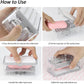 Ergonomic design of the soap roller brush for comfortable cloth washing.