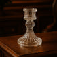 Decorative candle holder in transparent glass for festive lighting
