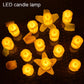 Assorted multicolor flameless LED candles with a gentle, flickering effect.