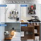 Iron-coated stainless steel corner shelf organizer holding bath accessories like razors and sponges