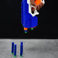Close-up of the durable ABS plastic build of the foam bullet gun.