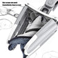 Microfiber mop system with flexible head, demonstrating easy access to corners.
