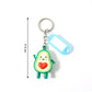 Compact avocado cartoon keychain with name tag holder for kids and teens
