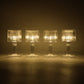 Battery operated crystal-effect LED mini table lamps arranged on table