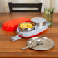 Dual stainless steel containers inside the electric lunch box