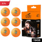 Close-up showing bright orange 3-star table tennis balls in packaging