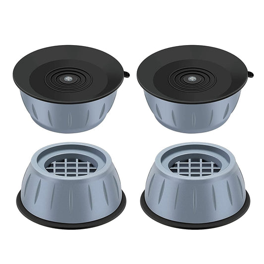 Set of four anti vibration pads with suction cup feet for washing machines.