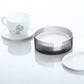 Elegant plastic coaster set designed to prevent unsightly water rings on tabletops.