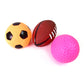 A close view of the soft plastic texture of the squeeze balls, ensuring child safety.