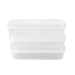 A stack of three Konvex plastic lunch boxes, ideal for efficient kitchen organization.
