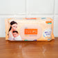 Resealable lid on baby wipes pack ensuring moisture retention