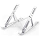 Ergonomic portable laptop stand elevating a laptop on a wooden desk, enhancing workspace.