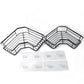 Two-piece stainless steel corner shelf organizer with black iron coating mounted on bathroom wall
