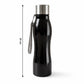Stainless steel water bottle with its secure screw cap and sturdy base.