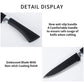 Stylish stainless steel kitchen knife set displayed with all accessories.