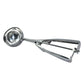 Ergonomic handle and durable design of the stainless steel ice cream scoop.