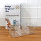Shatter-resistant clear plastic refrigerator organizer bin for long-lasting use.