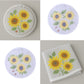 Bright sunflower design fan cover enhancing the look of a fan grill