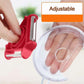 The durable stainless steel blades of the rotary peeler ensuring long-lasting performance.