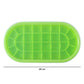 Green oval ice cube silicone tray for efficient freezing