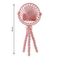 Portable fan mounted on flexible tripod stand in use outdoors