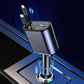 Alternative angle showing compact  4-in-1 dual cable car charger