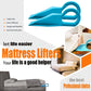 Close-up of the curved handle and lifting tip of the ergonomic mattress lifter.