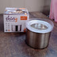 Side view of the versatile stainless steel container, ideal for pantry organization.