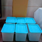 Empty square plastic container for versatile kitchen use.